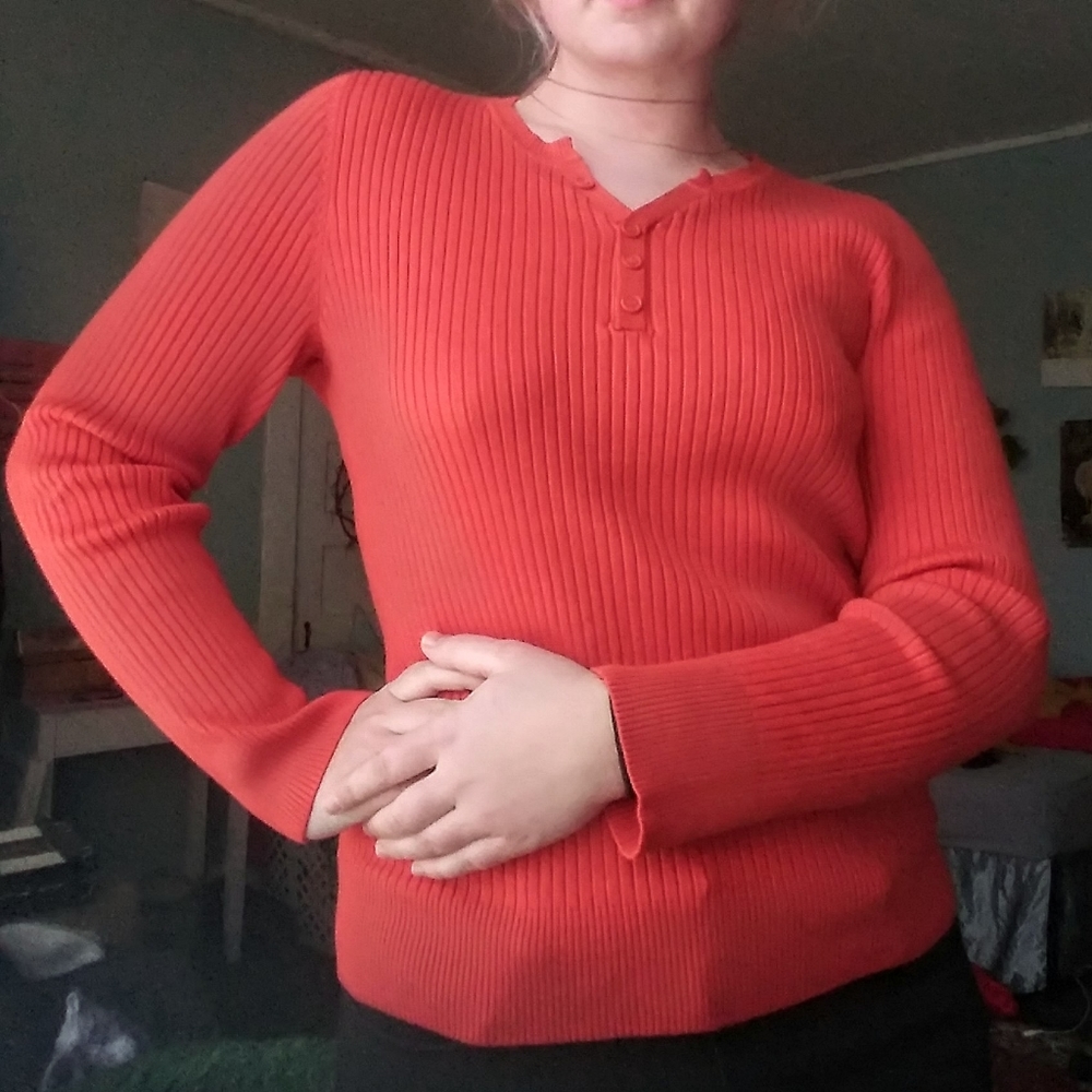 Orange Ribbed Sweater - Picture 2 of 4